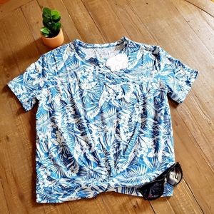 Ivory Ella Imperial Tropical Blue Twist Front Teesize